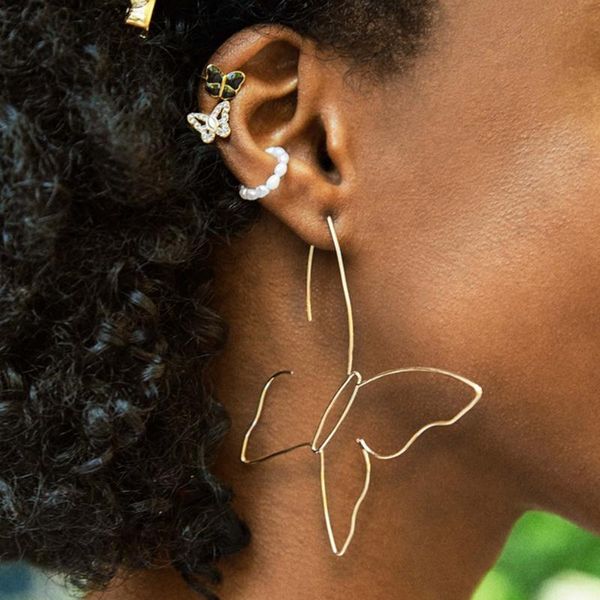 

dangle & chandelier vintage butterfly earrings for women stainless steel gold cute cool exaggeration animal earring jewelry gift bijoux femm, Silver