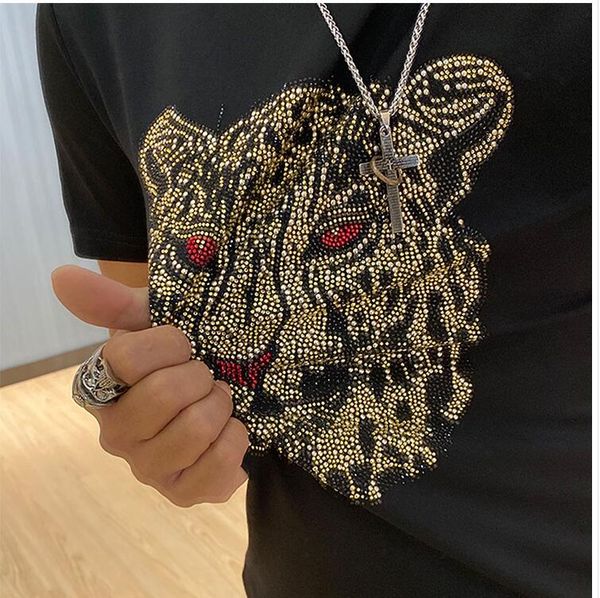 

rhinestone white and black men's t-shirts nice quality man t shirt spring summer apparels, White;black