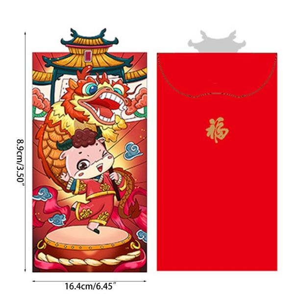 

greeting cards 6pcs/set chinese year red money envelopes of the ox cartoon cash bag