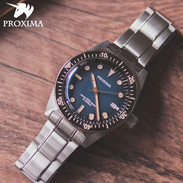 

proxima 2021 fashion high-end watch men's automatic stainless steel 20atm sports diver's nh35 mechanical clock px1680 wristwatches, Slivery;brown