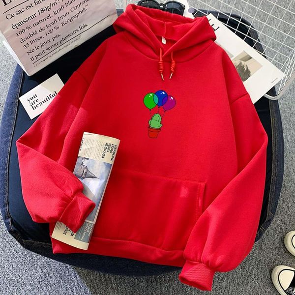 

women's hoodies & sweatshirts women hooded oversized sweatshirt korean clothes autumn winter loose cactus printed funny harajuku long s, Black
