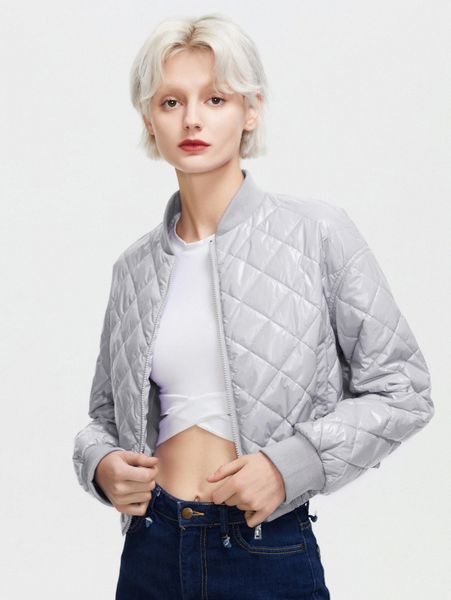 

ziai zipper up quilted biker winter coat e7z6#, Black