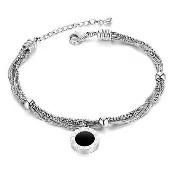 

multi layer personalized roman digital stainless steel bracelet, Black