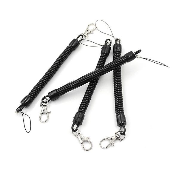 

keychains 1pc practical retractable plastic elastic rope key ring security gear tools outdoor camping anti-lost phone spring keychain, Silver