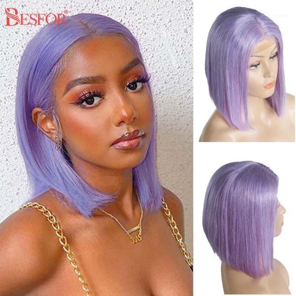 

lace front wigs for women human hair purple colored 13x4 part short bob wig tichk 180% blonde full end with baby hair1, Black;brown