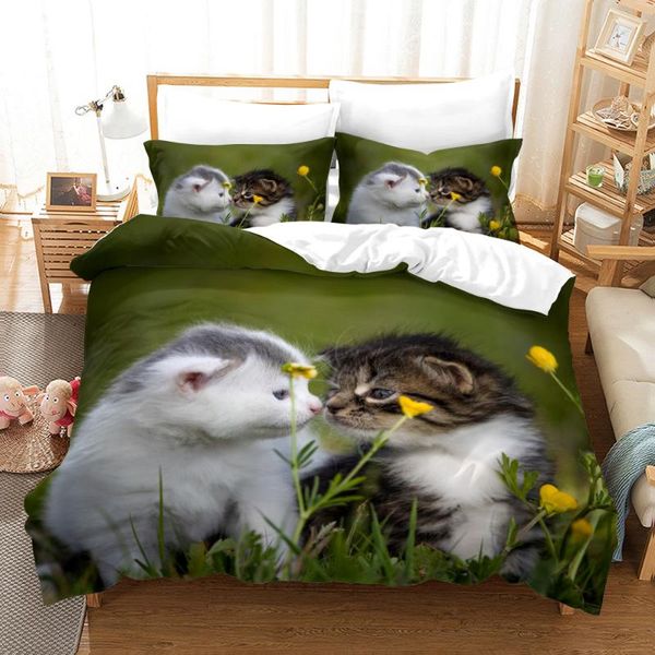 

bedding sets cute cat set single twin full  king size orange bed aldult kid bedroom duvetcover 3d print 022