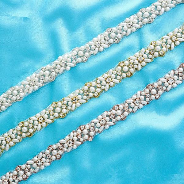 

wedding sashes sesthfar hand beaded bridal crystal rhinestone applique belt sash sew on iron for dress, White