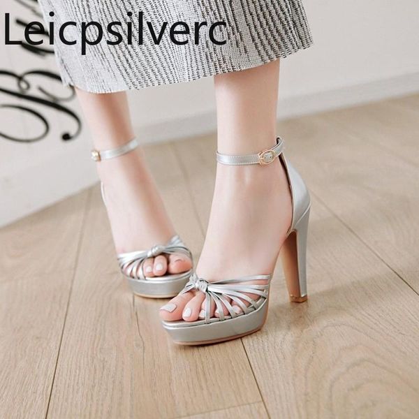 

women's sandals summer fashion narrow band open toe buckle thick heel high cover shoe plus size 34-43, Black