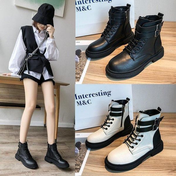 

boots women's british style 2021 motorcycle thick-soled short black handsome