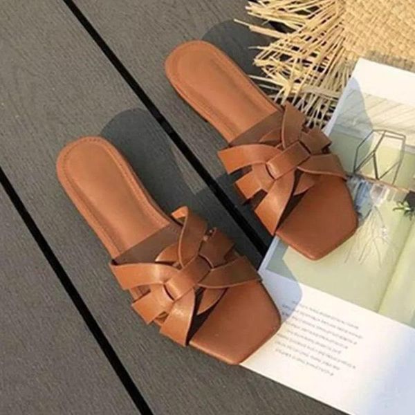 

slippers 2021 women brand silppers sunmmer siders open toe falt casual shoes leisurre sandel female beach flip flps big size 43, Black