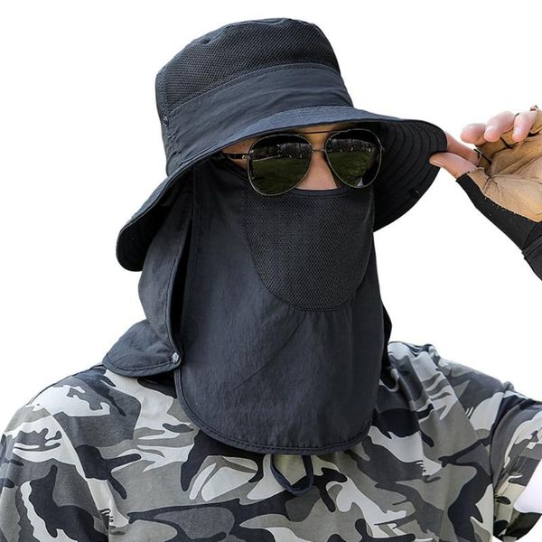 

outdoor hats multipurpose sun hat large eaves adjustable fishing breathable uv protection fisherman quick-drying hiking caps, Black;white