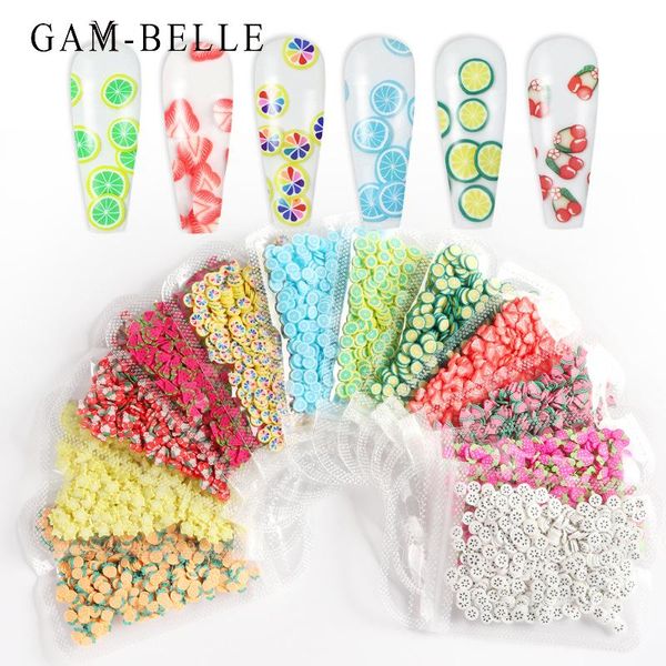 

nail art decorations gam-belle 10g slices sticker polymer clay 3d fruit design tiny decoration polish manicure accessories, Silver;gold