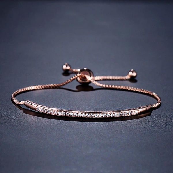 

link, chain adjustable bracelet bangle for women snake cz rose gold color captivate bar slider brilliant jewelry pulseira feminia, Black