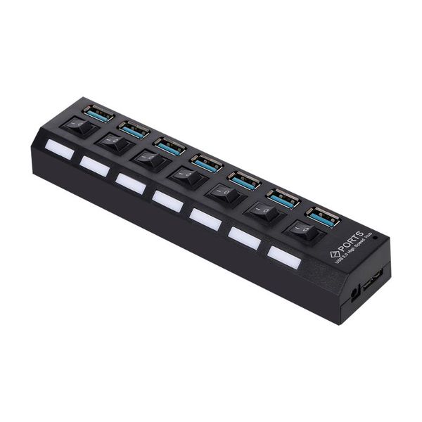 

hubs 7-port usb 3.0 hub splitter 7 ports expander plug and play with switch for pc