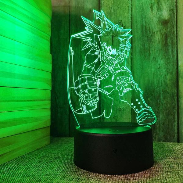 

night lights anime 3d lamp light kawaii room decor nightlight my hero academia figure led luminaire touch sensor setup bedside lava lam