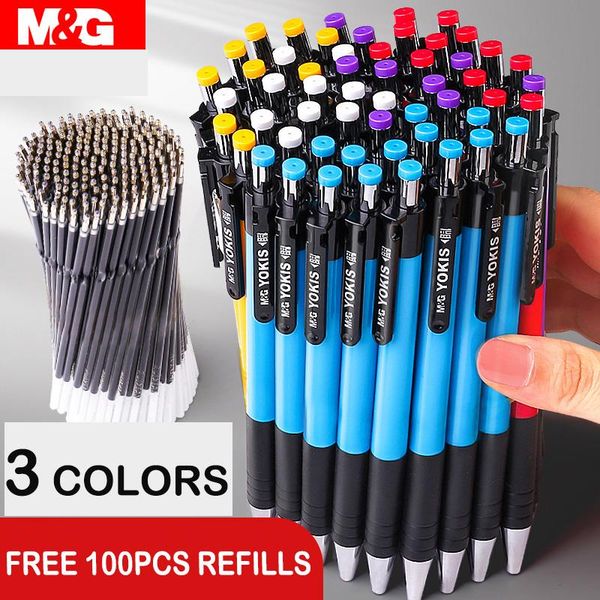 

ballpoint pens 10/20/30/40pcs m&g colorful retractable pen 0.7mm blue black red ball point for school office supplies, Blue;orange