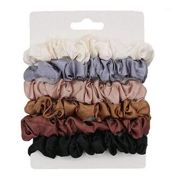 

colours set elastic ties hair silk satin scrunchie ponytail ropes accessories1