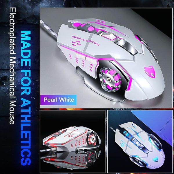 

mice adjustable cable optical game mouse learning led computer usb mute drop