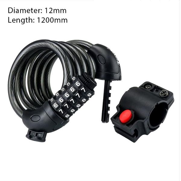 

bike locks bicycle code lock resettable universal five digits 12x120cm anti-theft for mountain cycling equipment
