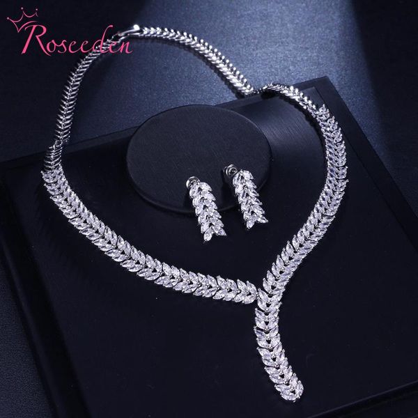 

earrings & necklace classic jewelry sets for women wedding party accessories cubic zircon set re4284, Silver