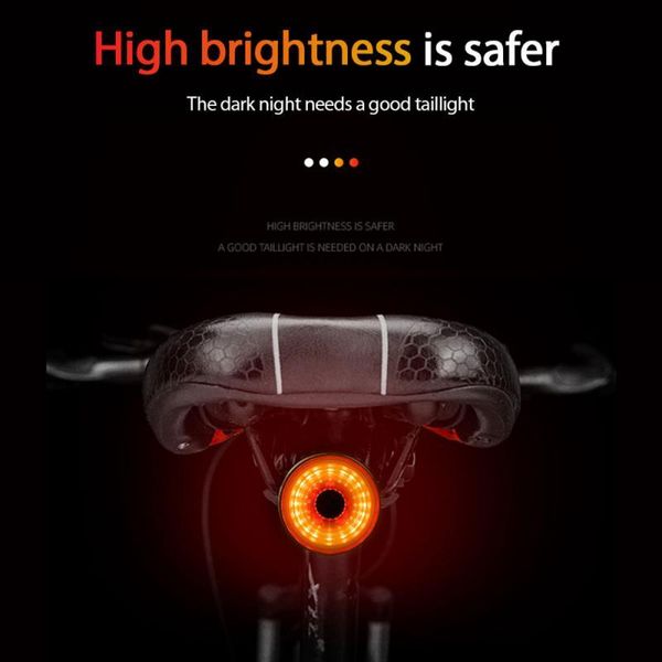 

bike lights smart bicycle tail light lightweight high-brightness led lamp cycling rear usb charging outdoor night riding safety