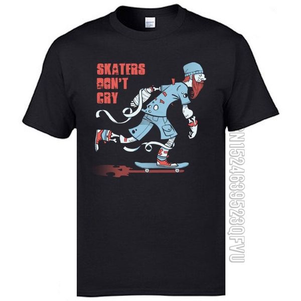 

men's t-shirts young funny t shirts skaters dont cry 100% cotton short sleeve shirt skate scooter skateboarder great tshirts, White;black