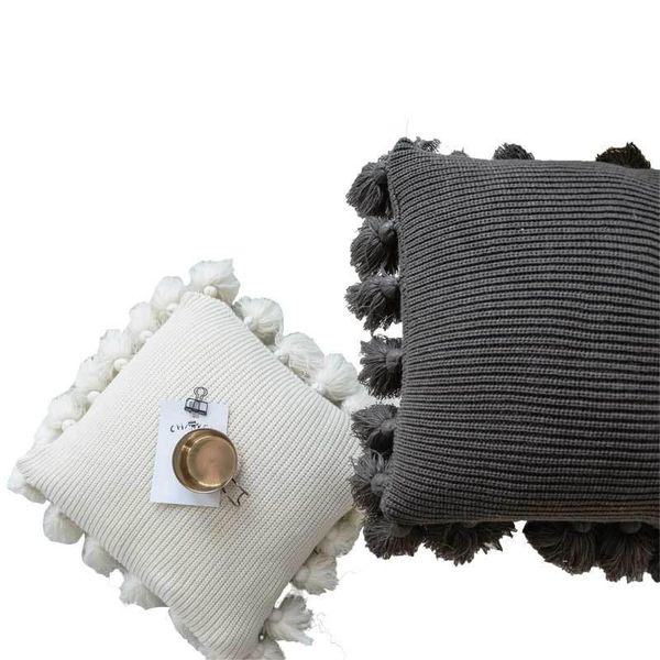 

cozy home decorative soft plush double cable knitted cushion cover tassel sofa pillowcases, great valentines's day gift cushion/decorat