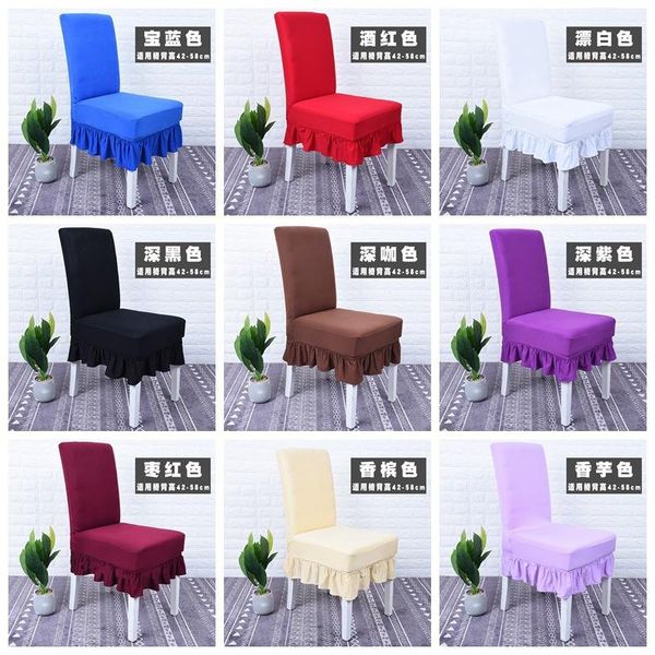 

solid color small hem el restaurant plain one-piece elasticity dining chair cover simple covers
