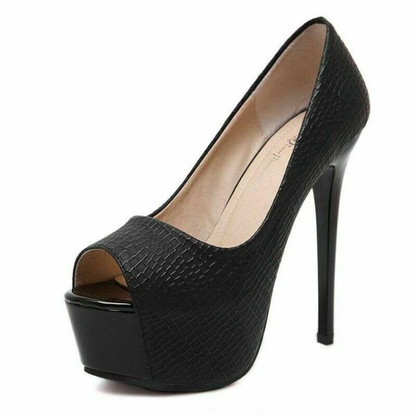 

sandals womens platform wedding bridal pumps peep toe stilettos high heels slip on shoes, Black