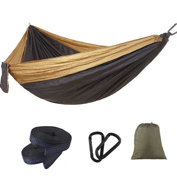 

upgrade color matching nylon parachute cloth double hammock and lengthen outdoor camping supplies swing