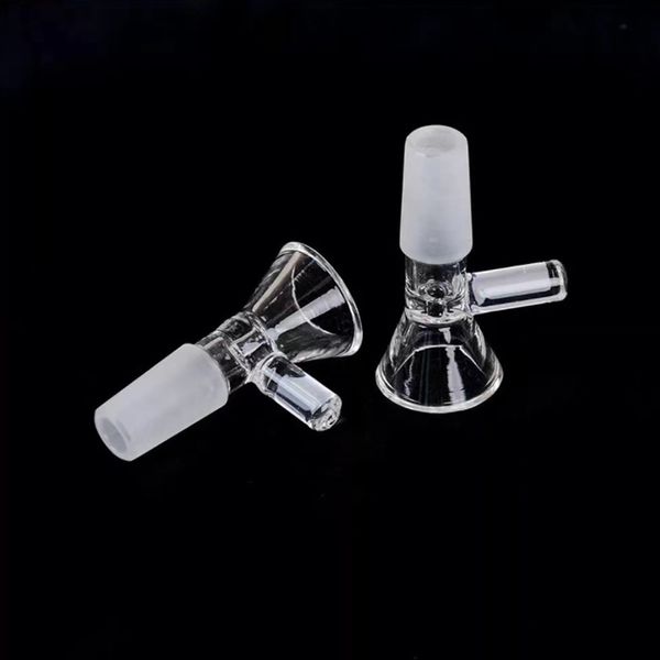 14mm 18mm ciotola di vetro maschio colore trasparente per narghilè Bong con manico strumento per fumare ciotole per vetrini pezzo d'acqua