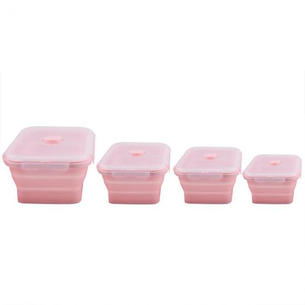 

dinnerware sets silicone lunch box retractable folding 800ml square fresh-keeping outdoor travel