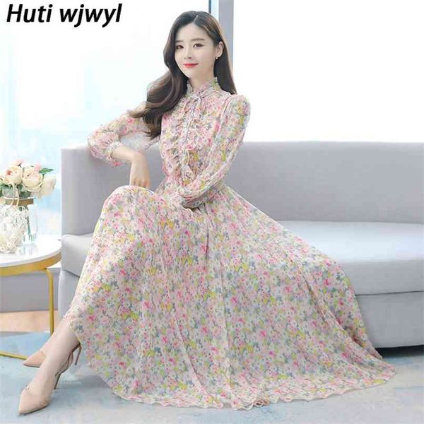 

vintage print chiffon maxi dresses spring autumn 4xl plus size runway midi elegant women bodycon party vestidos 210528, Black;gray