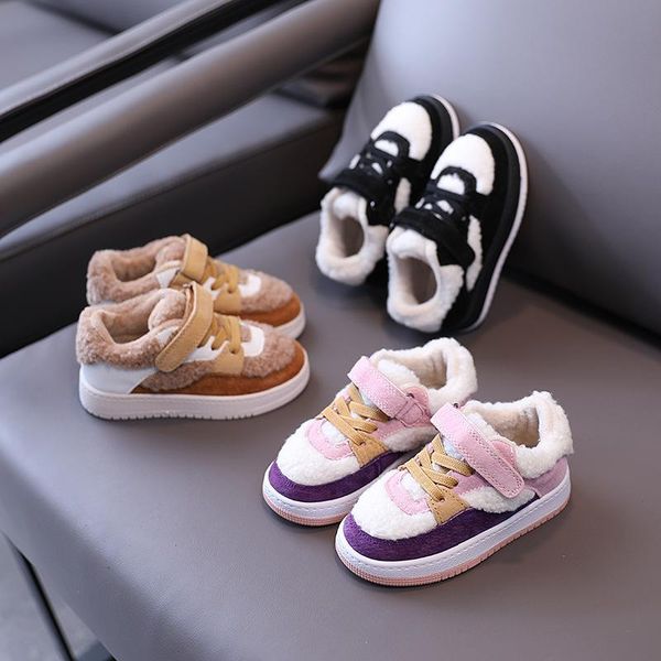 

boots children' fur shoes casual 2021 winter women boys cotton, Black;grey