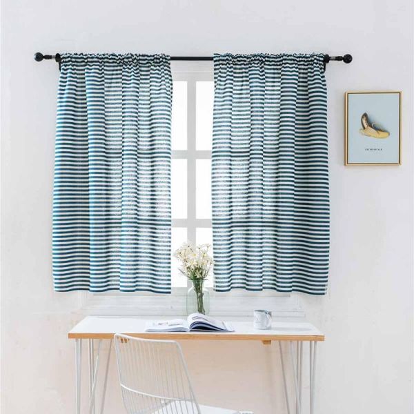 

curtain & drapes 1 pc rod small window short household sheer valance kitchen balcony door panels home drape - 100x130cm (