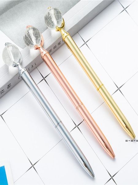 Globe Top Ballpoint Metal ручка черные чернила средняя точка 1 мм школьные офисные принадлежности канцелярские товары золото / серебро RRA11029