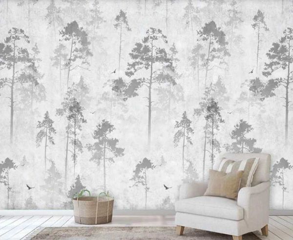 

custom mural wallpaper 3d5d8d nordic hand-painted fantasy forest tv background wall wallpapers
