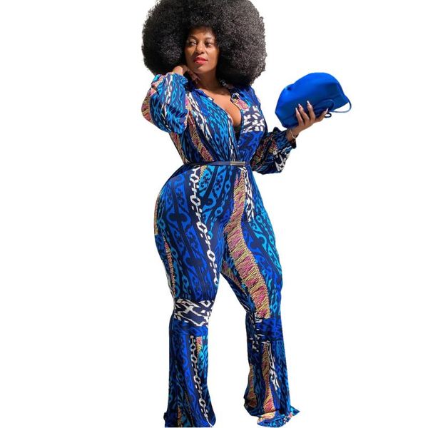 

autumn winter chiffon long sleeved rompers fashion printing plus size loose jumpsuit women african clothing playsuits women's jumpsuits, Black;white