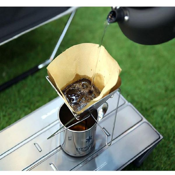 

coffee filters drip rack outdoor camping portable stainless steel folding funnel filter cup stove grounds