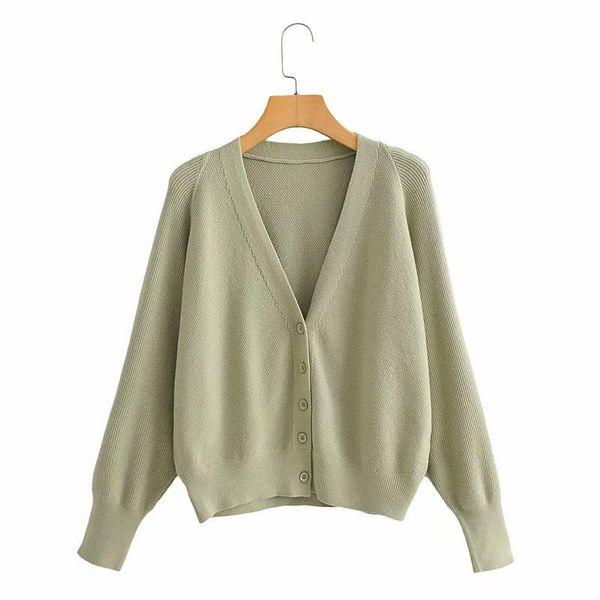 

women's knits & tees women casual green autumn kniteed v-neck cardigans 2021 fashion long sleeve single breasted classic sweaters sweat, White