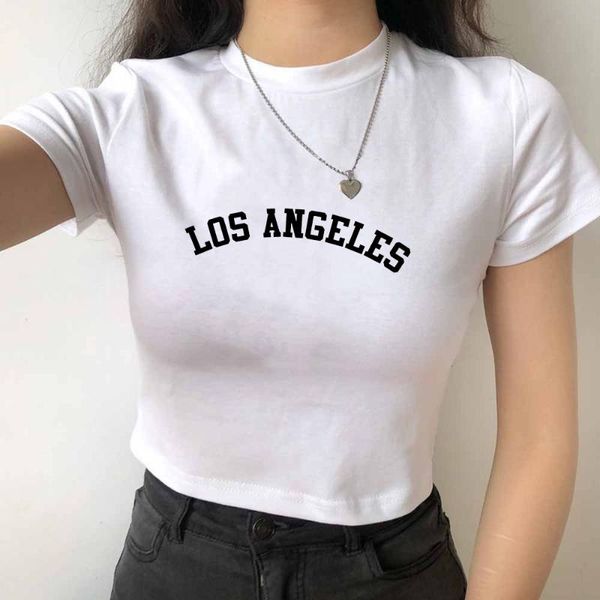 

women's t-shirt slim letter print tshirt women summer round neck short sleeve cotton t-shirts femme casual streetwear y2k crop t sh, White