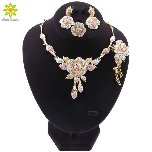 Mode Dubai Schmuck-Set Luxus Hochzeit Braut Geschenke Nigeria Afrikanischen Schmuck Sets Großhandel Zubehör H1022