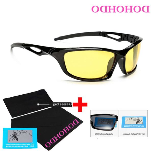 

fashionable sun frames sunglasses polarized dohohdo headlight driving vision glasses yellow lens uv400 protection night eyewear for driver, Black