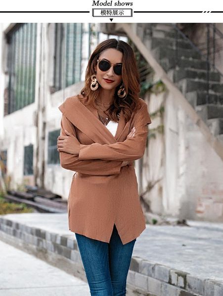 

women's trench coats fashion autumn and winter casual woolen slim turn-down collars trenches with long sleeves, Tan;black