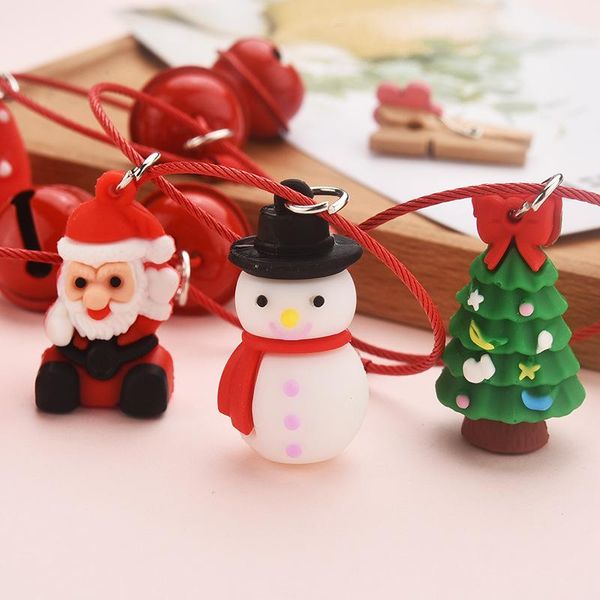 

keychains wire ring soft rubber santa claus christmas tree keychain gift ornaments men and women bag accessories, Silver