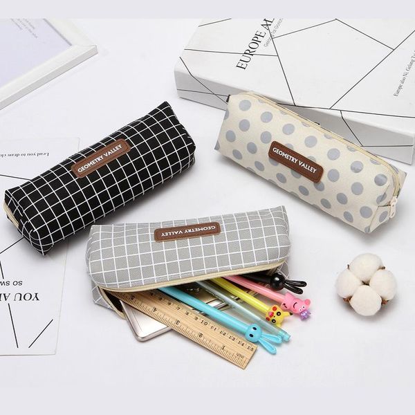 

pencil bags simplicity stripes bag canvas simple dot pen case zipper school student storage stationery organizer