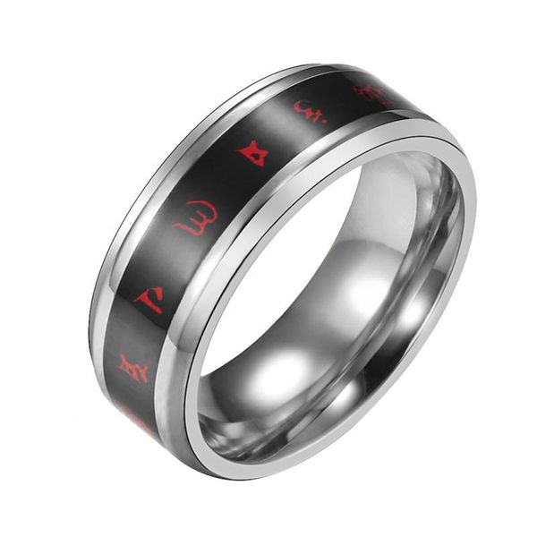 

wedding rings 1pc unique titanium steel ring tibetan buddhist mantra inlaid finger delicate distinctive jewelry (golden size 10#), Slivery;golden