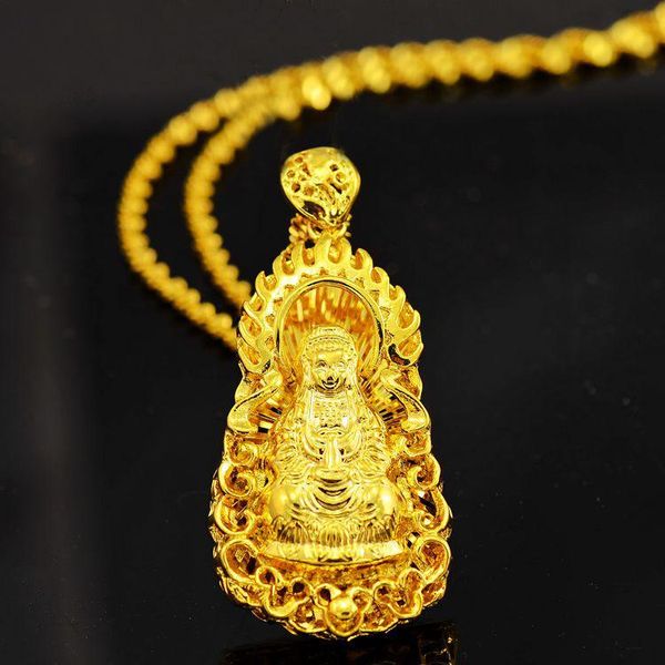 

pendant necklaces classic style buddha shaped necklace yellow gold filled buddhism womens accessories, Silver