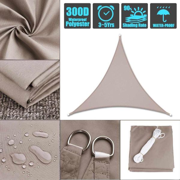 

shade 300d waterproof triangle sun sail outdoor protection cover garden canopy yard beach awning khaki cloth