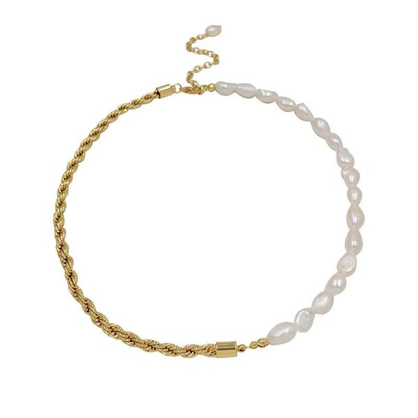 

chokers choker faux pearl clavicle chain femme necklaces twist stitching necklace for women luxury jewelry 2021 trendy gift, Golden;silver